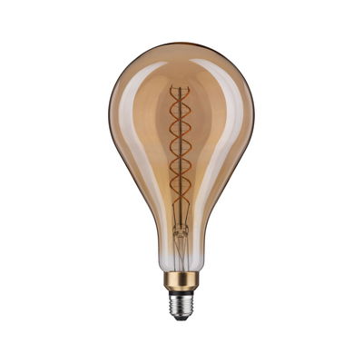 Large vintage LED bulb with amber glass and spiral filament for decorative lighting use