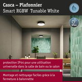 Plafonnier Casca Smart RGBW noir avec protection IP44 pour salle de bain et salon
