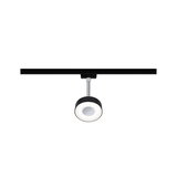 Zwarte LED-rails met ronde witte metalen spot voor moderne binnenverlichting