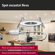 Spot encastré blanc Nova avec cadre métallique et raccordement direct 230V pour éclairage intérieur