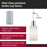 URail 2Easy hanglamp met grijze stoffen kap en verstelbare kabel voor moderne binnenverlichting