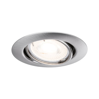 Spot encastré rond en aluminium brossé argenté avec lumière LED blanc chaud pour plafond