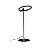 Lampe de bureau LED noire en métal avec anneau lumineux circulaire et pied fin moderne