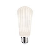 Mat witte LED-lamp met geribbeld glas en E27-fitting voor decoratieve verlichting