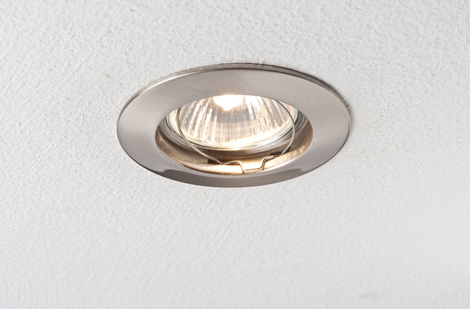 Spot encastré rond en acier inoxydable brossé argenté pour éclairage de plafond