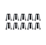 Ten black plastic holders for LED lights, designed for mounting and stabilization indoors