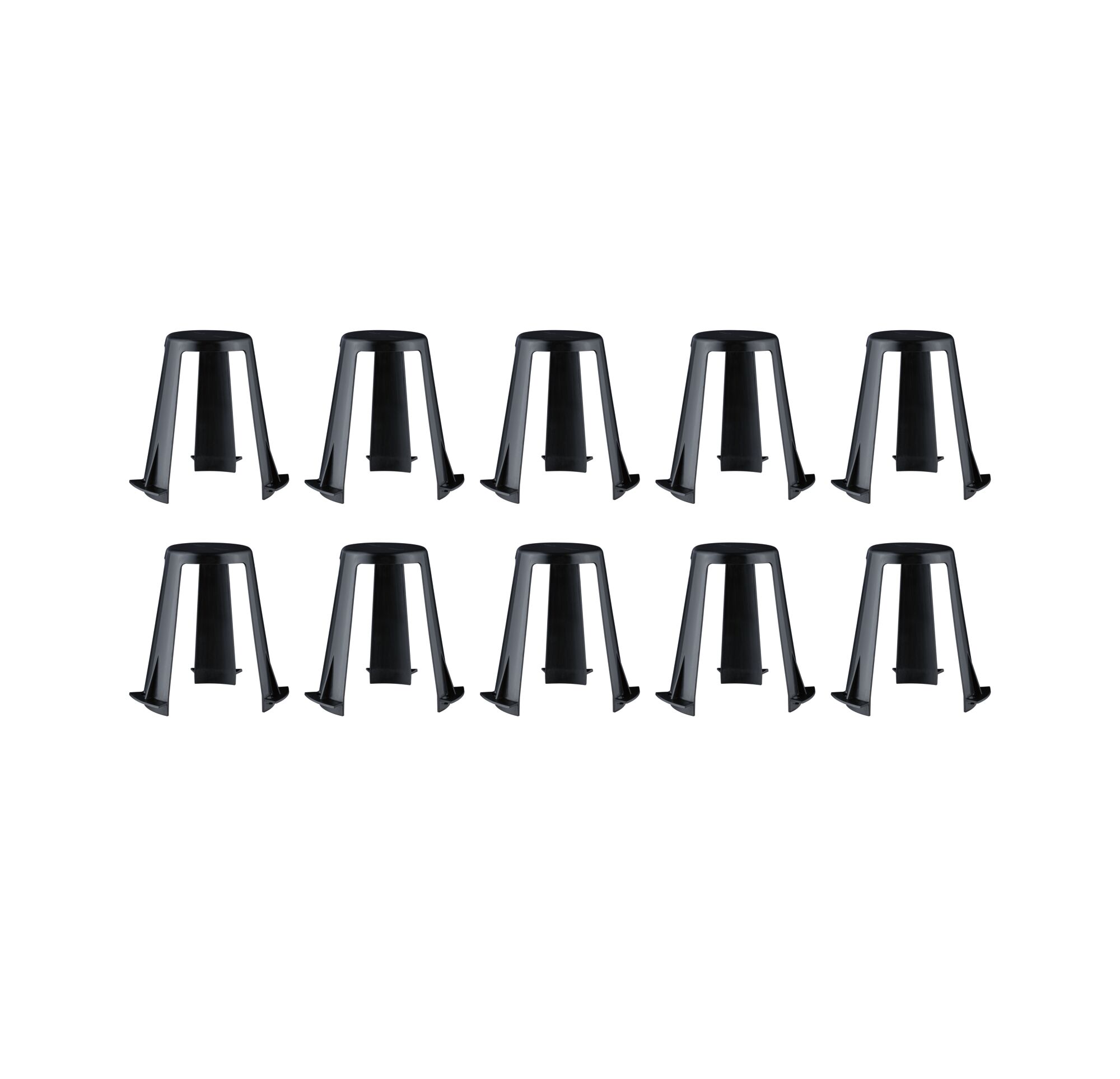Ten black plastic holders for LED lights, designed for mounting and stabilization indoors