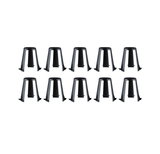 Ten black plastic holders for LED lights, designed for mounting and stabilization indoors
