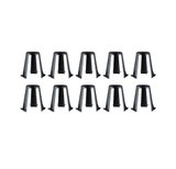 Ten black plastic holders for LED lights, designed for mounting and stabilization indoors