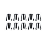 Ten black plastic holders for LED lights, designed for mounting and stabilization indoors