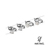 Set of four chrome LED cable spotlights without bulbs for modern interior lighting