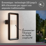 Applique murale extérieure LED noire sur mur blanc avec technologie économique et design moderne
