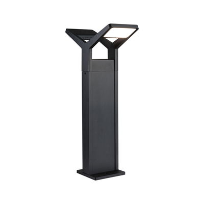 Modern black metal LED path light with square head for outdoor garden lighting