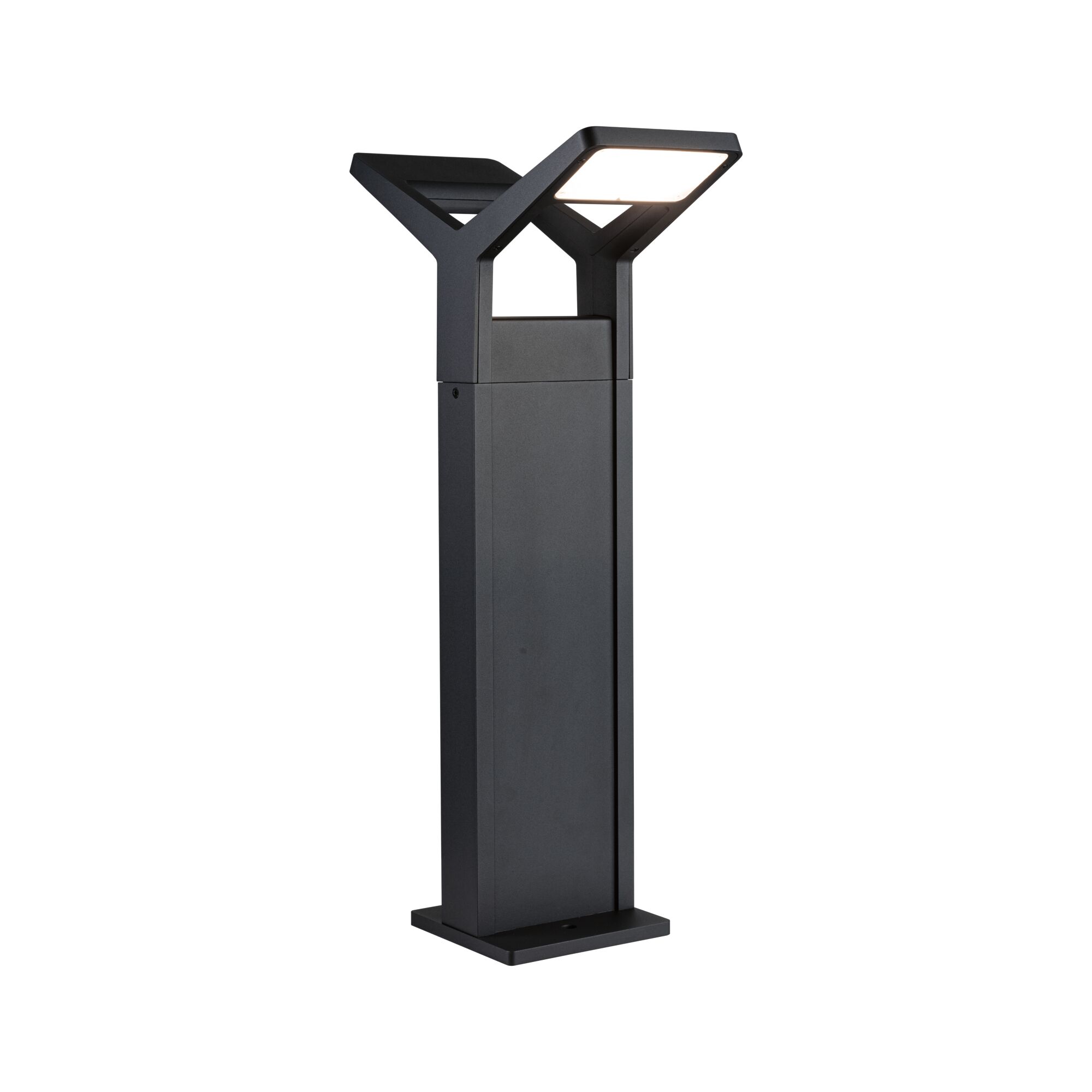 Modern black metal LED path light with square head for outdoor garden lighting