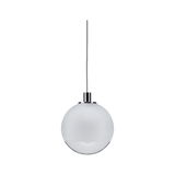 Modern pendant light made of white and clear glass with chrome mount for stylish room lighting