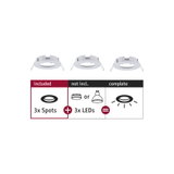 Trois spots encastrés blancs en métal sans LED, accessoires spots LED pour systèmes d'éclairage
