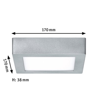 Quadratischer LED-Deckenleuchte aus silbernem Aluminium, 170x170 mm, flach mit weißem Diffusor