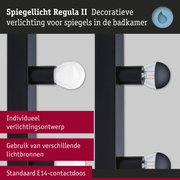 Zwarte Regula II spiegelwandlamp met E14-fitting voor badkamerverlichting
