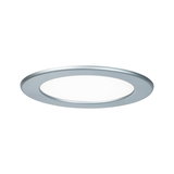 Round LED recessed panel with silver aluminum frame and white diffuser for energy-efficient lighting
