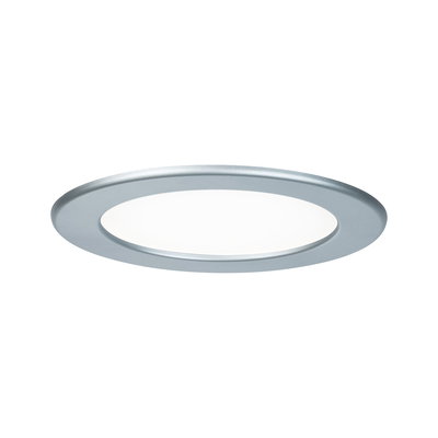 Round LED recessed panel with silver aluminum frame and white diffuser for energy-efficient lighting