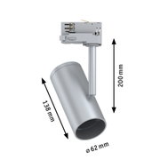 Grey metal LED spotlight 200 mm high with 62 mm diameter for modern indoor lighting solutions