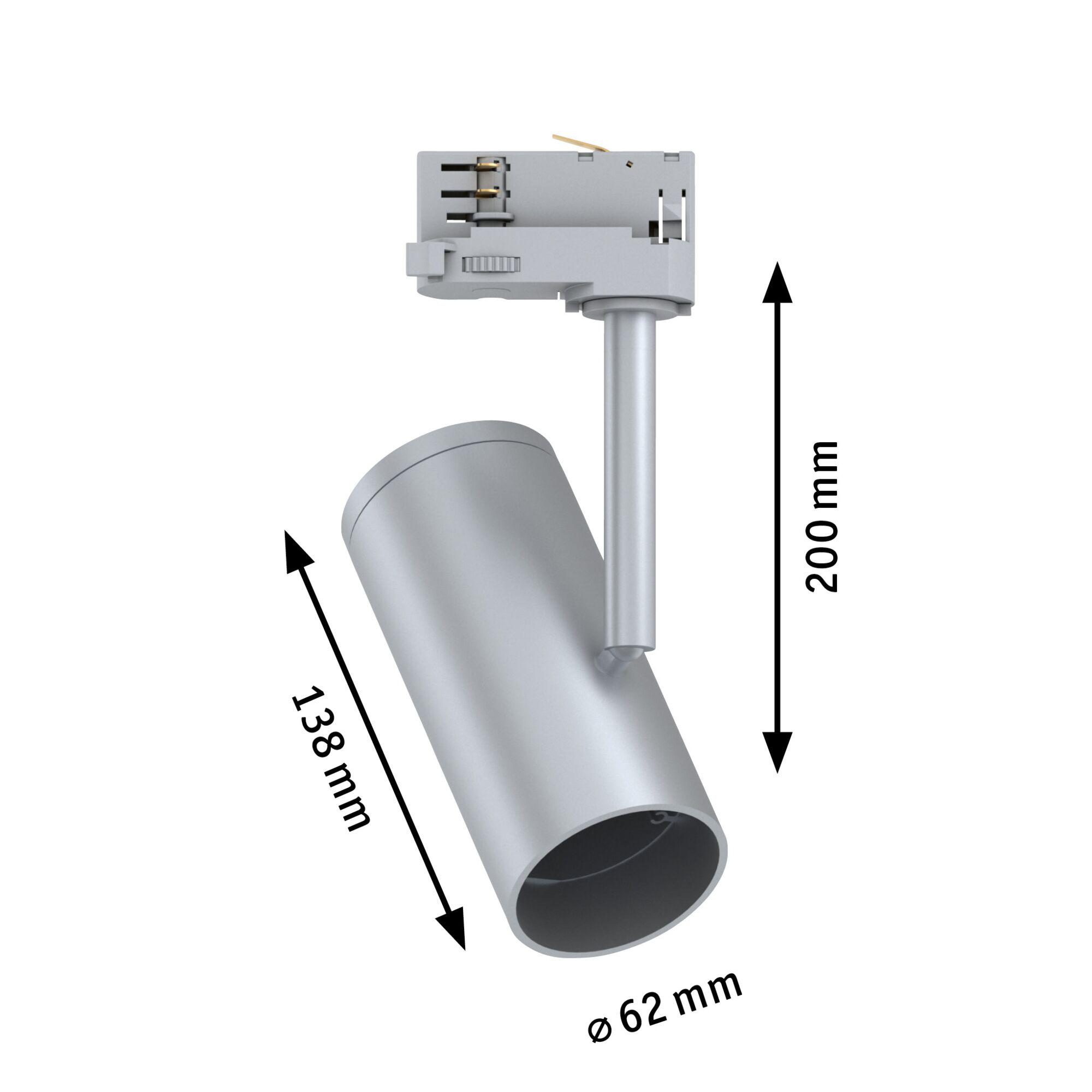 Grey metal LED spotlight 200 mm high with 62 mm diameter for modern indoor lighting solutions