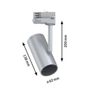 Grauer LED-Strahler aus Metall mit 200 mm Höhe und 62 mm Durchmesser für moderne Innenbeleuchtung