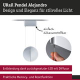 URail Pendel Alejandro LED-Hängeleuchte in Silber mit höhenverstellbarem Design und Memory-Funktion