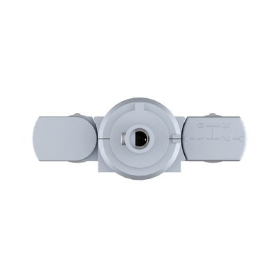 Grey plastic light connector with three terminals for LED lighting systems