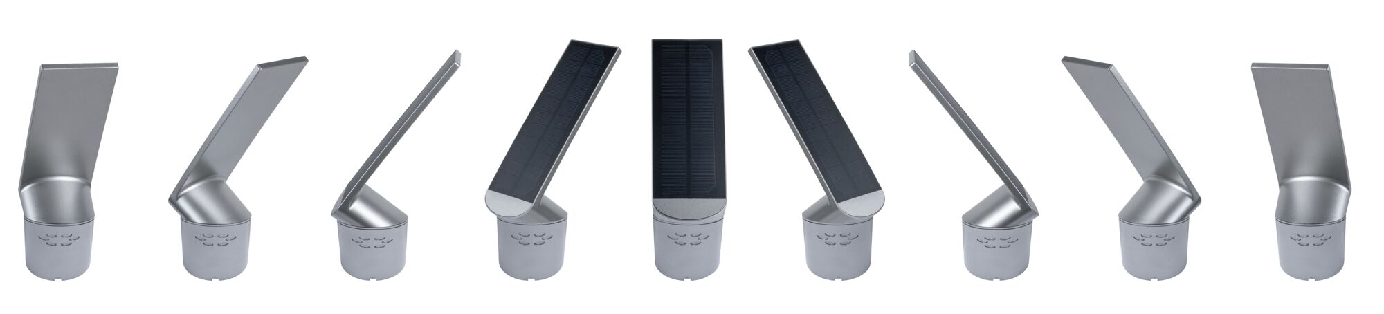 Lampe solaire argentée en métal avec tête réglable, éclairage extérieur économique