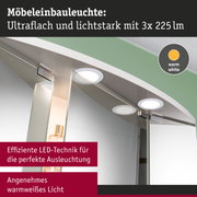 Ultradünne Möbel-Einbauleuchte mit warmweißem LED-Licht und 3x 225 Lumen für perfekte Ausleuchtung