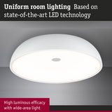 Round white LED ceiling light with uniform room lighting and high luminous efficacy