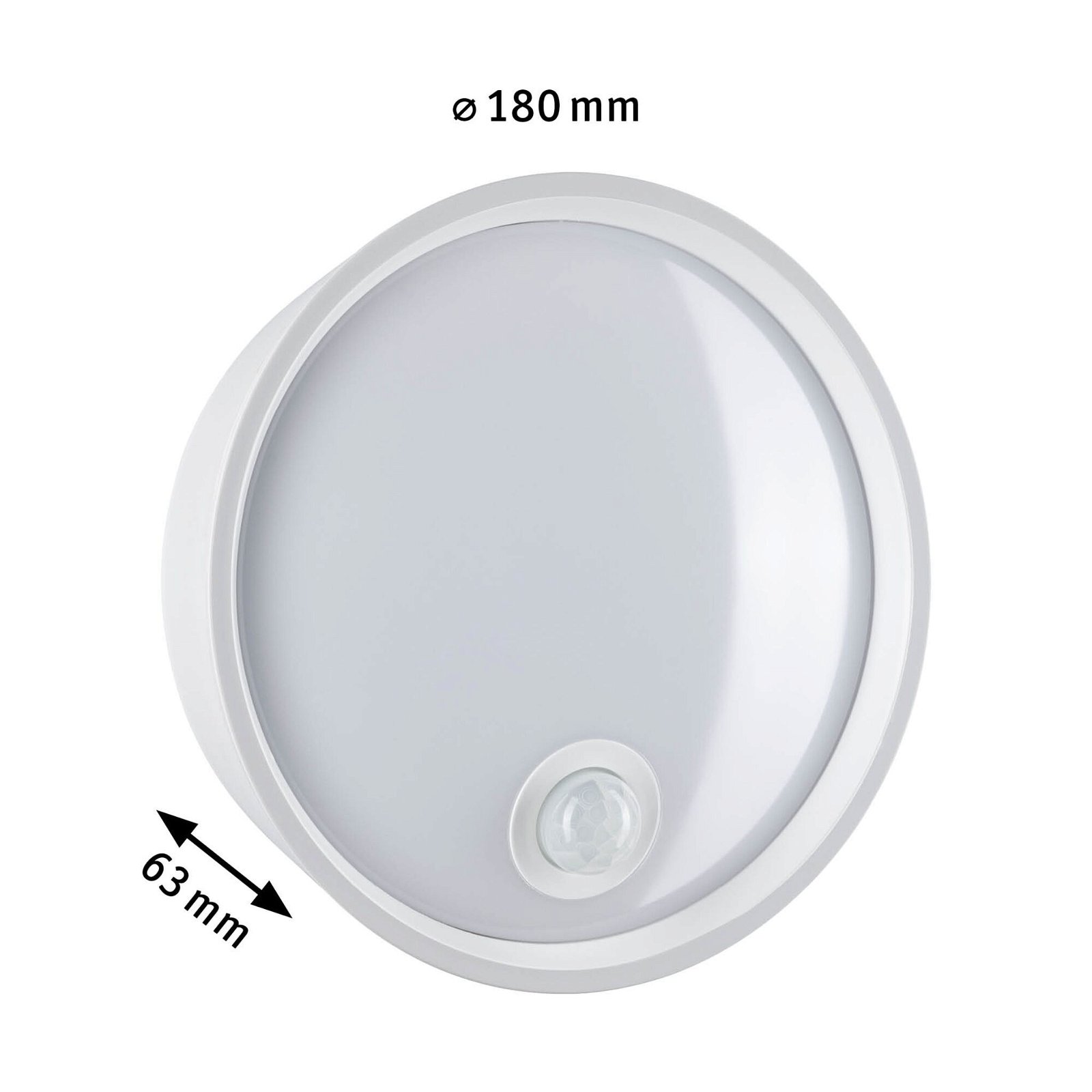 LED Exterior wall luminaire Platomo Motion detector seawater resistant IP44 round 180mm 3000K 14,5W 1200lm 230V White Plastic