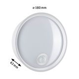 Round white LED ceiling light with motion sensor, 180 mm diameter, energy-saving indoor lighting