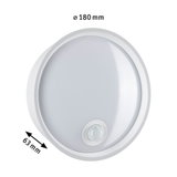 Runde weiße LED-Deckenleuchte mit Bewegungsmelder, 180 mm Durchmesser, energiesparende Innenbeleuchtung