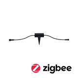 Black Zigbee connector cable with ground spike for smart garden lighting and LED control