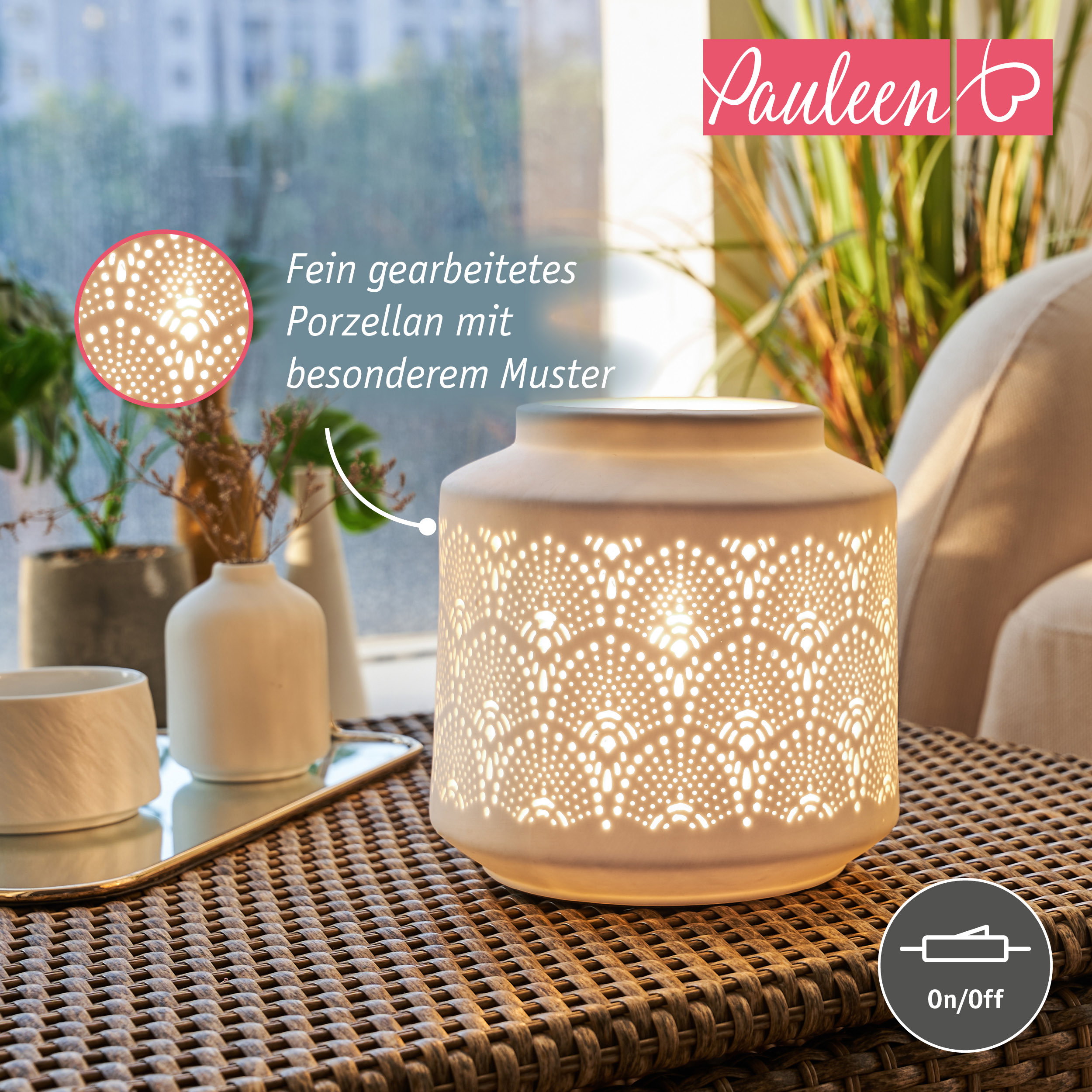 Paulmann Pauleen Tischleuchte Pretty Sunkiss E14 max. 20W Weiß matt