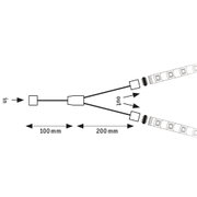 Schéma technique d’un répartiteur en Y pour bandes LED avec câbles de 100 mm et 200 mm