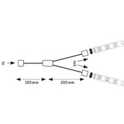 Technische tekening van Y-splitterkabel voor LED-strips met 100 mm en 200 mm kabels