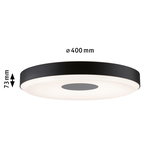 Rund LED-loftlampe med sort metalramme og hvid diffuser, diameter 400 mm