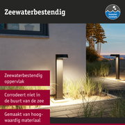 Moderne zwarte buitenlamp met zeewaterbestendige oppervlakte voor duurzame tuinverlichting