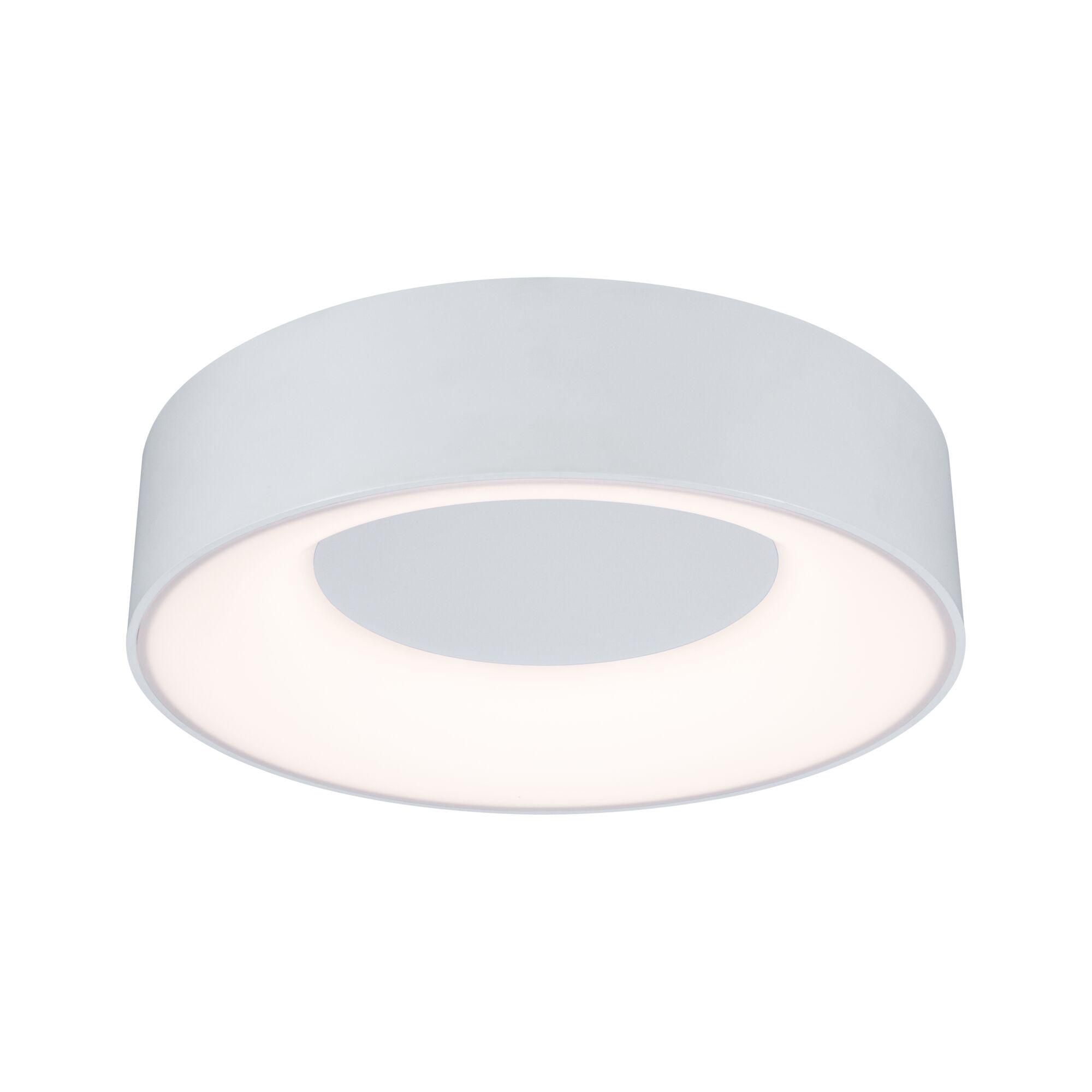 Round white metal ceiling light with integrated LED for modern interior lighting