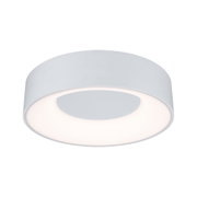Round white metal ceiling light with integrated LED for modern interior lighting