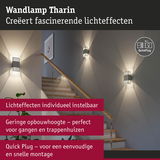 Moderne grijze metalen wandlamp Tharin met instelbare lichteffecten, ideaal voor gangen en trappenhuizen