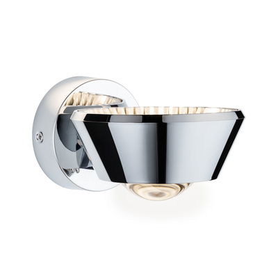 Modern wall light in chrome metal with warm white LED for stylish indoor lighting solutions