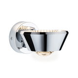 Modern wall light in chrome metal with warm white LED for stylish indoor lighting solutions
