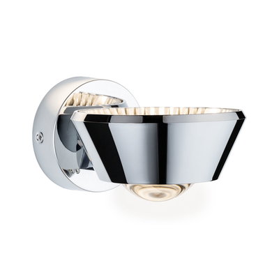 Modern wall light in chrome metal with warm white LED for stylish indoor lighting solutions