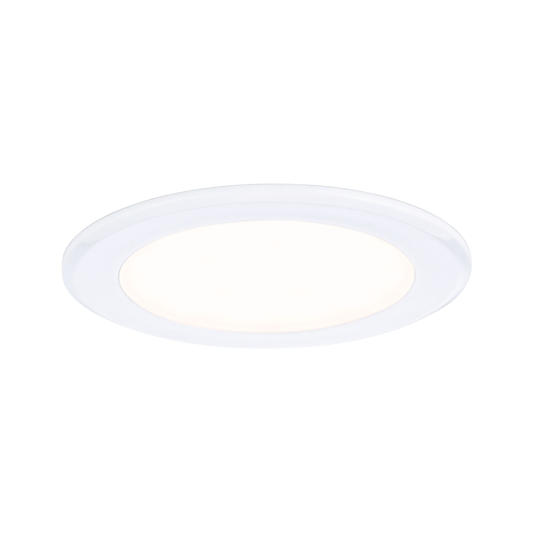 Round white LED recessed panel with warm white light for energy-efficient ceiling lighting