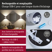 Applique murale blanche avec batterie rechargeable et câble USB-C, éclairage moderne pour salle de bain