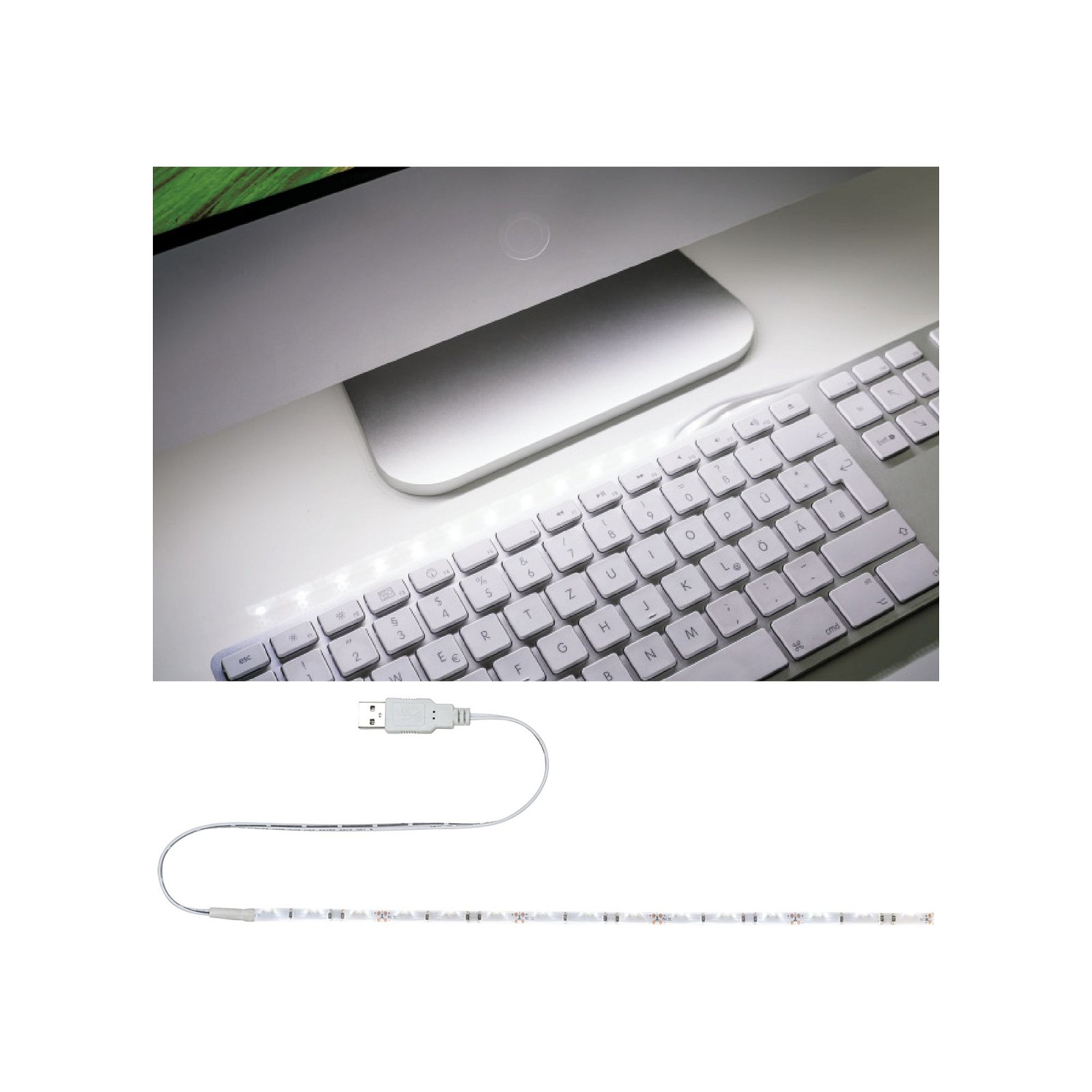Paulmann LED Stripe mit USB Anschluss Grün/Weiß 30cm 1,5W PC Notebook Auto 